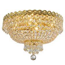 Crystal flush mount, a great european tradition. Empire Collection 4 Light Gold Finish And Clear Crystal Flush Mount Ceiling Light 18 D X 10 W33020g18 Fixture This