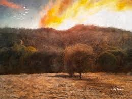 St Joseph S Fire Santa Cruz Mountains California Painting By Trask Ferrero