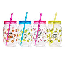 Smoothie cups large + dome lids clear plastic milkshake juice party. Amazon Com Fun Mason Jar Plastic Cups Large Break Resistant Bpa Free To Go Mug With Lid And Handle Perfect A Wedding Party Cups Break Resistant Mug Crafts
