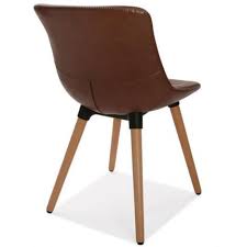 Fauteuils collection sanaa 4 chaises cuir véritable et toile marron et beige pas cher. Chaise Scandinave Marron Simili Cuir Pas Cher A Prix Auchan