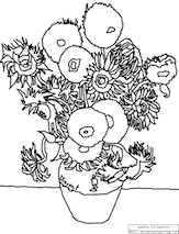 These vincent van gogh colouring pages are inspired by his paintings the starry night, irises, sunflowers, self portrait with straw hat and self portrait with bandaged ear. Van Gogh Coloring Pages Enchanted Learning