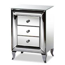 Hawthorne collections mirrored 3 drawer nightstand in silver. Baxton Studio Pauline Contemporary Glam And Luxe Mirrored 3 Drawer Nightstand Walmart Com Walmart Com