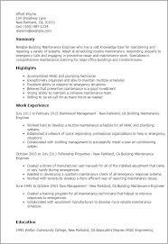 A wisely implemented preventative maintenance program; Building Maintenance Engineer Resume Example Mpr