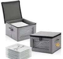 Amazon.com: 2 PACK Square China Storage Containers for Dishes, 10"x10"x8"  Plate Storage, Dish Storage Containers with Lid and Handles, Heavy Duty ...
