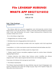 Contoh soal bahasa indonesia kelas 2 sd semester 1. Latihan Soal Teks Deskripsi Kelas 7