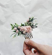 Hair Comb Bridesmaids Hair Pieces Blush And Greenery Etsy Flower Hair Pieces Bridesmaid Hair Pieces Floral Hair Pieces