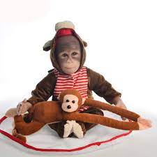 Danping 46 52cm Monkey Baby Doll With Clothes Truly Real Body Cotton Soft Vinyl Silicone Baby Monkey Doll 46cm Doll Withbrown Hooded Jumpsuit Buy Online In Egypt At Desertcart 125377003