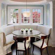 A majestic living room that decorate using curved dining settee and abstract turqoise wallpaper. Curved Banquette Seat Houzz