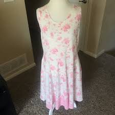Lularoe Pink White Floral Dipped Nicki Dress Boutique