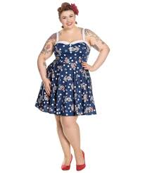 Salopettes et combinaisons grandes tailles. Robe Grande Taille Hell Bunny Oceana Mini 4667 Rock Vintage Pin Up
