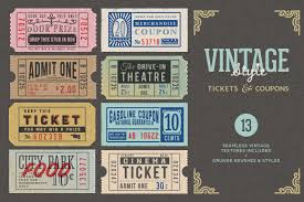 Vintage Tickets Coupons Bundle Vintage Ticket Ticket Design Coupon Design