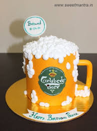 Carlsberg Beer Mug Shaped Customized 3d Designer Fondant Birthday Cake For Husband At Pune Fondant Cakes Birthday Beer Cake Cake