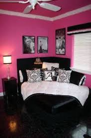 Pink geometric headboard paired with white and pink hotel bedding displays red ikat shams flanked by a. 11 Best Pink Black Bedrooms Ideas Girl Room Girls Bedroom Bedroom Decor