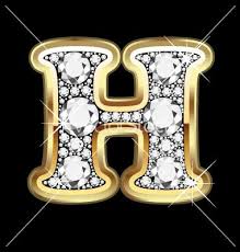 Letter H Gold And Diamond Bling Bling Vector Thiết Kế