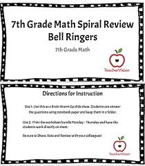 This is a resource packet full of 100+ pages of 6th grade math spiral review print & digital | full year. 7th Grade Math Spiral Review Bellringers Teachervision