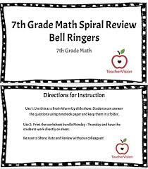 All pages are 100% editable and easy to differentiate to fit your. 7th Grade Math Spiral Review Bellringers Teachervision