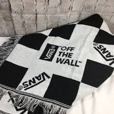 Black And White Pattern Throw Blanket Vans Off The Wall Checked Throw Blanket Black And White Check Pattern With Vans And Off The Wall Logo Spelled Ou Vans Off The Wall Wall Logo Soccer Room Decor