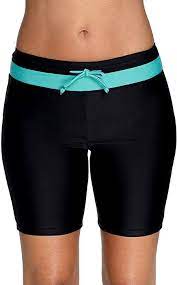 Beautyin Women S Stretch Board Shorts Sport Swimsuits Bottom Solid Beach Shorts Black 1 8 Tag M High Waisted Swim Bottoms High Waisted Swim Swimwear Tankini