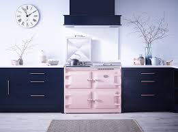 Dusty Pink Blush Pink Range Cooker Styled With Navy Blue Kitchen For Everhot Millennialpink Blus Pink Kitchen Decor Pink Kitchen Designs Blue Kitchen Decor