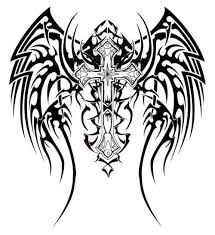 How to draw a cross with wings.a cross with wings is often being used as a pendant for a necklace or a tattoo design. Cross With Wings Tribal Tattoo