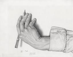 The regular chequerboard nature of the fields can be seen as a reference to 17 th century dutch art in which dramatic perspective and black and white tiled floors were prominent features the birds form part of a wider canon of escher's work in which animals are either tessellated across the whole image (escher called this 'regular division of. Escher X Nendo Between Two Worlds Ngv