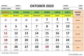 (ada 5 hari pasaran yakni legi, pahing, pon, wage, kliwon). Kalender Oktober 2020 Lengkap Nasional Dan Jawa Catatanbuku Com