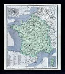 Political map of france illustrates the surrounding countries with international borders, 27 regions boundaries with their capitals and the national capital. 1875 Lange Map France Paris Marseilles Toulouse Bordeaux Nantes Lyon Tours Ebay