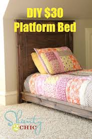 The bed frame fits snug right inside the headboard, and i like the mismatched look of the soft pink with the natural wood. Diy 30 Twin Platform Bed Diy Platform Bed Diy Platform Bed Plans Diy Twin Bed