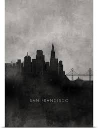Black And White Skyline Canvas Black And White Minimalist San Francisco Skyline San Francisco Print San Francisco Tattoo San Francisco Skyline