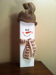 Wooden Snowman With Burlap Hat And Ribbon Scarf Winter Christmas Decoration Xmas Crafts Christmas Crafts Christmas Diy