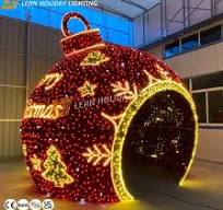 Waterproof IP65 Factory Customized Festival 3D Outdoor LED Holiday  Christmas Decoration 4m Large Ball Motif Light