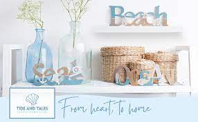 Browse our products by theme, category or featured selections. Amazon Com Tideandtales Wooden Beach Sign 15 5 X 6 Beach Decor For Beach House Or Coastal Theme Interior Ocean Shells And Starfish Beach Decorations For Home Beach Bathroom Decor Beach