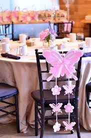 Butterfly Cutouts On Back Of Chairs Butterfly Birthday Theme Butterfly Cutout Diy Gift Wrapping