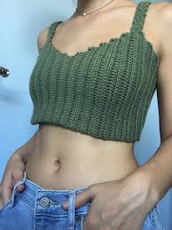 Green Crochet Crop Top Etsy Crochet Crop Top Crochet Tops