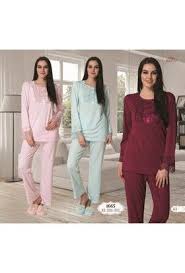 sik mecit 1665 uzun kollu dantelli kadin buyuk beden pijama takim pi jama kadin uzun kollu