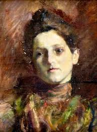 Sidney E. Dickinson 1920 Oil Portrait Of Mary (wife)