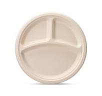 GUSTO [Case of 500 10 Inch Heavy-Duty 100% Compostable, 3 Compartment  Eco-Friendly, Disposable Sugarcane Paper Plates - Brown Unbleached  (Formerly ...