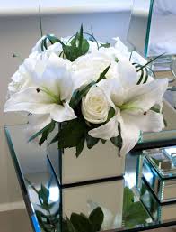 Manta has 5 businesses under wholesale artificial flowers in miami, fl. Casablanca Lilies And Roses In Mirrored Vase Rtfact Artificial Silk Flowers Artificial Flower Arrangements White Flower Arrangements Flower Arrangements
