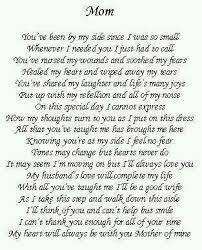 Mother Wedding Poems Mom Quotes From Daughter My Wedding Day