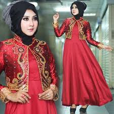Kombinasi warna merah bata kain satin : Gamis Hitam Kombinasi Merah Gambar Islami