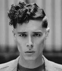 Half Curl Half Finger Wave Pompadour Hairstyle Curly Hair Men Mens Hairstyles Short Mens Hairstyles