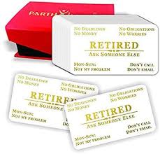 Amazon Com Retired Out Of Business Cards Pack Of 50 Premium Gold Foil Stamping 2 X3 5 Rou Retirement Gifts For Men Funny Retirement Gifts Retirement Gifts