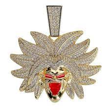 Broly Iced Out Cubicz Pendant Necklace Cz Stone Gold Rope Chains Pendant