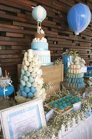 Hot Air Balloon Baptism Party Ideas Photo 2 Of 14 Baptism Party Baptism Party Boy Hot Air Balloon Baby Shower