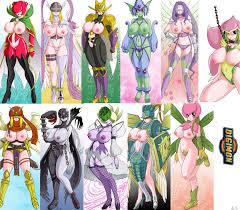 lento (glamour works), angewomon, biolotusmon, darcmon, fairimon,  ladydevimon, lilamon, lilimon, ofanimon, ranamon, rosemon, sakuyamon,  digimon, digimon adventure, digimon frontier, digimon savers, digimon  tamers, fishnet legwear, highres, 00s, 6+girls ...