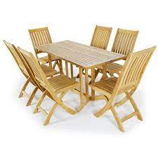7 Pc Nevis Barbuda Teak Folding Dining Set Westminster Teak Teak Outdoor Furniture Outdoor Dining Table Dining Table Design