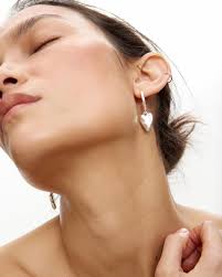 OLIVER BONAS Viola Silver Tone Heart Drop Earrings