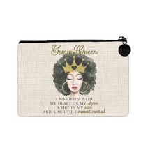 Amazon.com: BRGiftShop Beautiful Gold Crown Black Queen Zodiac Birthday  Month Gemini May22-Jun21 Small Linen Coin Purse Bag with Zipper : Clothing,  Shoes & Jewelry