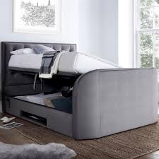 Television beds with tv available with 0% finance, free delivery and installation uk mainland plus 5 year warranty, call us on 01384 483322. Lyon Grey Velvet Fabric Ottoman Electric Media Tv Bed