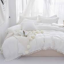 The twin xl duvet covers bring with its quality and comfort. Amazon Com Softta Luxury And Elegant White Bedding Twin Xl 3 Pcs Tassel Bohemian Duvet Cover Pompom 100 Washed Cotton With Zipper Close Corner Ties Home Kitchen
